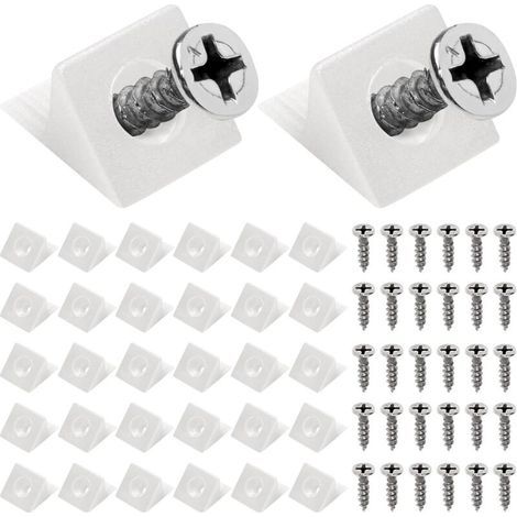 40 PCS Équerre De Fixation, Witch Equerre Blanche Renfort Tiroir Cale Pour Meuble Cales De Réparation De Fond De Tiroir Affaissé 90 Degrés Avec Vis - Fix Saggy Dresser Tiroir, Blanc (1/5)