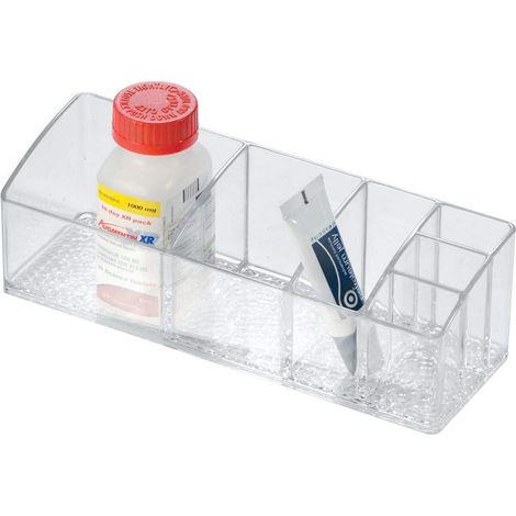 Boîte à Médicaments pour Armoire à Pharmacie, Boîte de Tri en Plastique à 6 Compartiments, Rangement à Médicaments, Transparent (1/5)