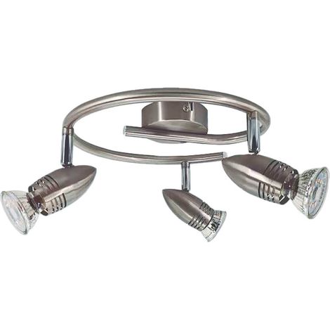 Foco de techo triple espiral Serie Kegla GU10 Níquel (1/2)