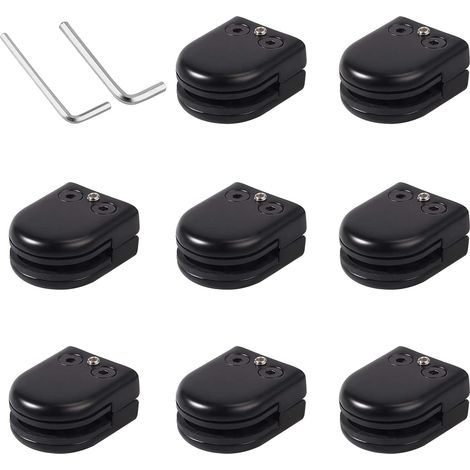 Abrazaderas para vidrio Ineasicer (8 unidades, 8-10 mm), soporte de acero inoxidable, clip ajustable, parte trasera plana, conexión para barandillas, baños, escaleras y ventanas. (1/5)