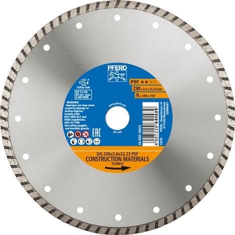 Diamanttrennscheibe DG PSF D.230mm Bohr.22,23mm Seg.-H.7mm Seg.-S.2,6mm PFERD (1/4)