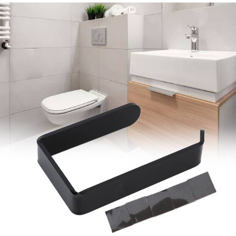 Porte-Rouleau de Toilette Murale Adhésif Acrylique Noir - Support de Papier pour Cuisine et Salle de Bain (1/5)