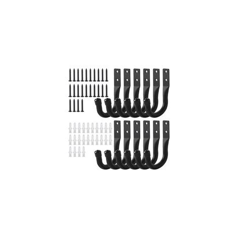 12 Pcs Crochet Mural Garage, Support Velo Mural Noirs, Accroche Velo Murale, Crochets de Rangement pour échelle de Garage, Crochets en J Muraux Robustes pour Vélos Outils électriques