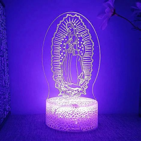 3D-LED-Nachtlicht mit Marienmotiv, Touch-Steuerung, 7 Farbwechsel, Acryl, USB-betrieben