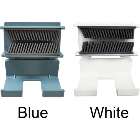 Attrapeur de Cheveux pour Douche Murale avec Abs et Silicone - 1 Collecteur, 2 Vis et 2 Rubans - 9x6x4cm (Blanc/Bleu) (1/5)