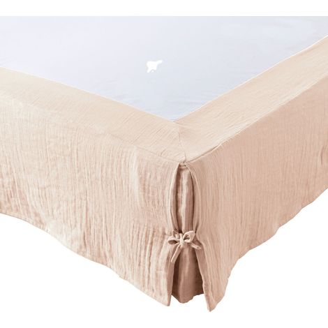 Cache-sommier Gaze de coton 140x190 GAIA coloris Rose Guimauve