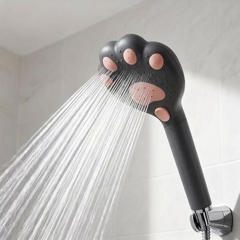 Pommeau de Douche avec Filtre 3 Modes de Pression (mélange,pulvérisation,puissant) Buses en silicone souple anti-obstruction Noir (1/5)