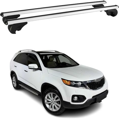 OMAC Barres de toit en aluminium pour Kia Sorento mk2 2010-2014 – TÜV / DIN 75302:2019 – Antivol inclus – Charge max 75 kg – 2 barres Argent (1/4)