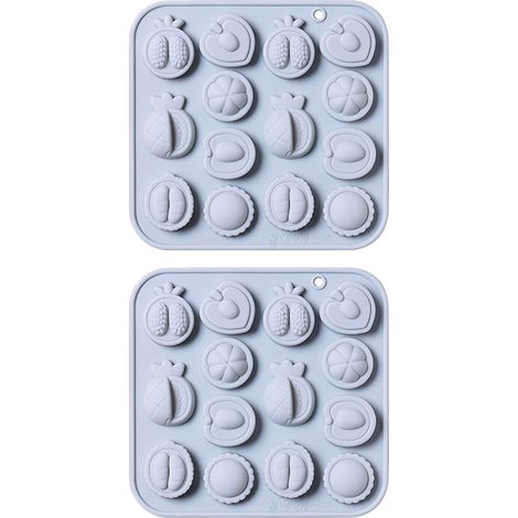 2 moules en silicone à 14 cavités, pour fruits coupés en deux, pâtisserie, chocolat et savons (1/5)