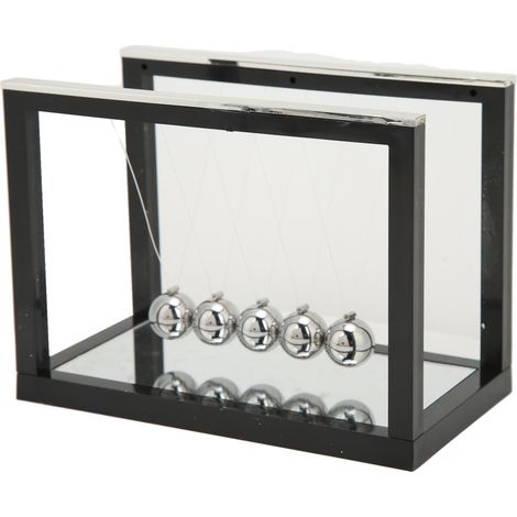 Pendule Élégant Design Moderne Noir Boule Miroir Balançoire Anti-Stress Déco Bureau Cadeau Jouet Relaxant (1/5)