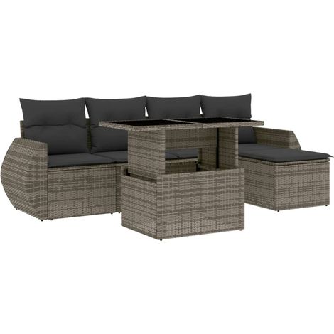 Maison Exclusive - 6-tlg. Garten-Sofagarnitur mit Kissen Grau Pol