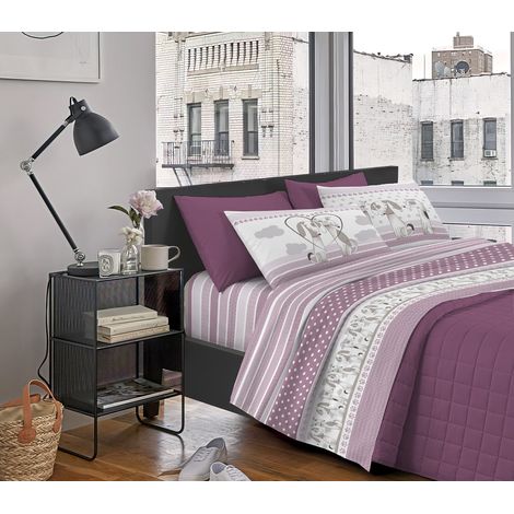 Completo Letto Stampato Made In Italy 100 % Cotone Set Lenzuolo Sopra Sotto Federe BauBauRosa - Una piazza e mezza (1/3)