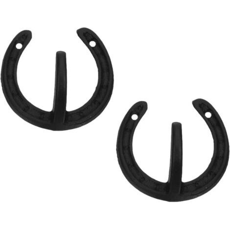 Lot de 2 Crochets Muraux en Fonte Noire de Fer à Cheval Supports Robustes pour Manteaux Serviettes et Accessoires Style Rustique Vintage pour Chambre Salle de Bain Cuisine