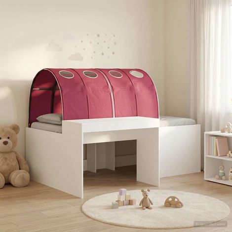 Cama con Túnel 4 uds. Blanco y Rojo Madera de ingeniería (1/5)