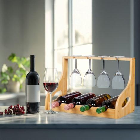 Weinregal mit glashalter fur 4 flaschen