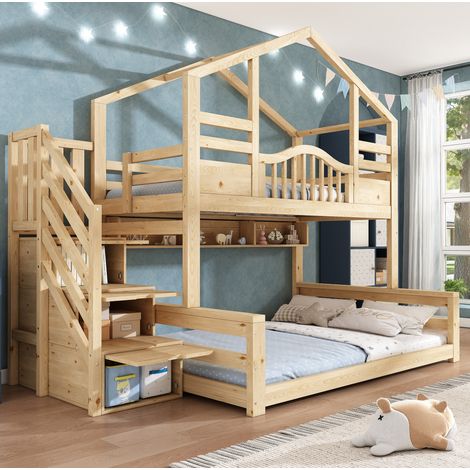 Letto a castello con contenitore in legno OKMYHOME (1/5)