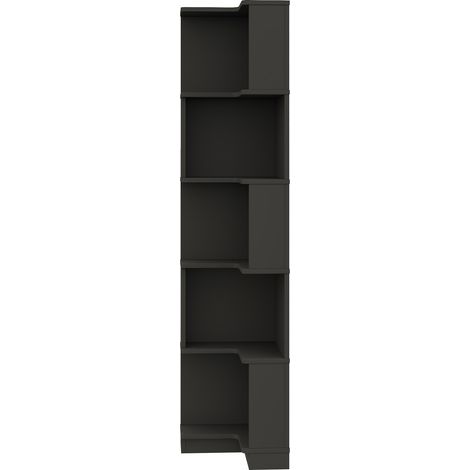 L-Eckregal 63,5 x 45 x 175 cm aus schwarzem MDF mit LED-Streifen per App (1/5)