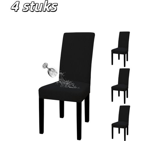 ZHIJIA PREMIUM Housse de chaise extensible et épaisse pour salle à manger, lavable en machine, pour dossier haut, noire (1/5)