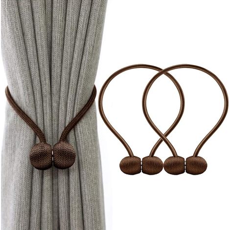 Embrasses à Rideaux Embrasse Rideau Aimantée Tressage Magnétiques Rideaux Boucle (Marron)