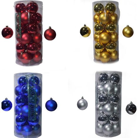 Palline Decorazioni natalizie addobbi per Albero di Natale Rosso oro blu argento 25 sfere cm 8 satinate lucide ghirlande casa - colorigenerali: ORO (1/5)
