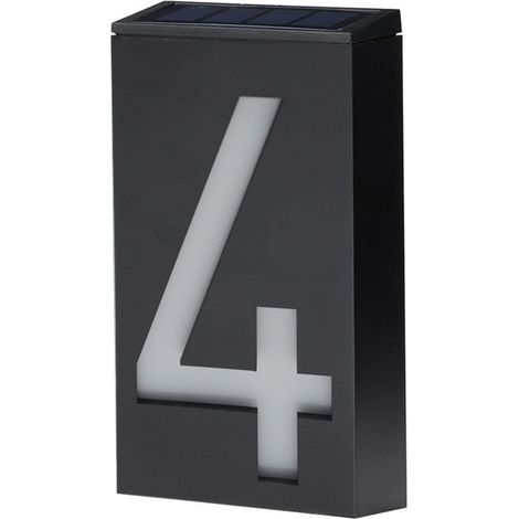 Plaque d'adresse solaire lumineuse à LED rechargeable 1200 mAh avec numéro de maison (1/5)