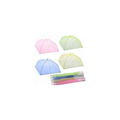 Set di 4 coperture pieghevoli in rete per alimenti/coperture anti-insetti/tende per alimenti/ombrelli per alimenti (rosa, verde, giallo, blu) - Crezuo