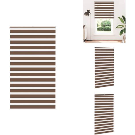 Store zèbre marron 120x200cm largeur du tissu 115,9cm polyester - Store Zébré - Stores Zébrés - Store À Enrouleur Zébré - Double Store À Enrouleur (1/5)