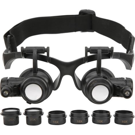 Loupe Binoculaire pour Bijoux avec 2 LEDs et 8 Lentilles Interchangeables 10X 15X 20X 25X (1/5)