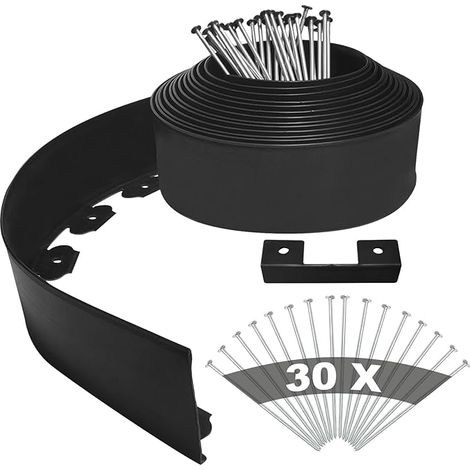 Bordure De Jardin Flexible 10CM Hauteur 10M Longueur Kit de Bordure Jardin Exterieur 30 Piquets de Fixation 3MM Epaisseur (1/5)