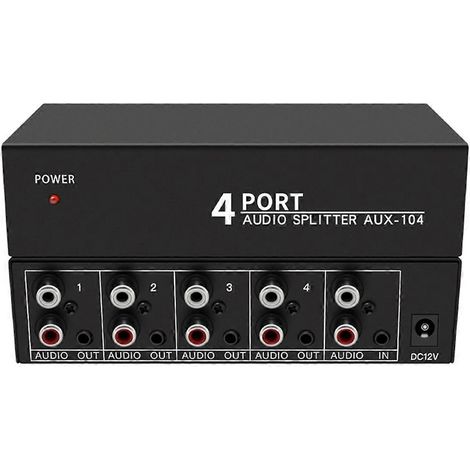 Répartiteur audio 1 entrée 4 sorties L/R pour PC, lecteur DVD et haut-parleurs, prise UE (voir image) (1/5)