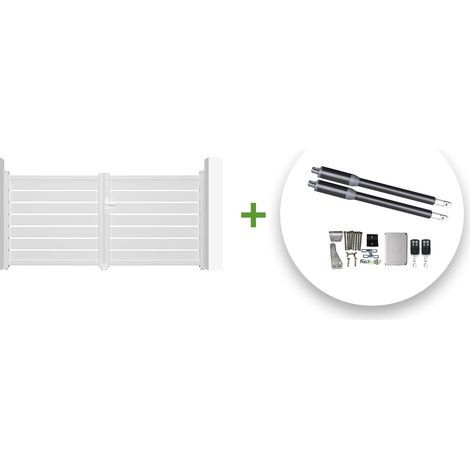 Puerta batiente automática blanca VOGEL 300 x 140 cm + motor RANGER B150 (1/4)