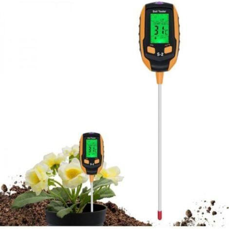 Testeur Sol 4-en-1 - pH-mètre - Hygromètre - Thermomètre - Luxmètre - Pour Plantes en Pot Jardin Pelouse (1/4)