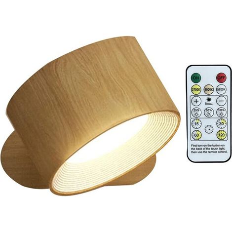 LED-Wandleuchte mit Fernbedienung und Touch-Bedienung, 3 Farbtemperaturen und 360°-Magnetdimmer, Braun