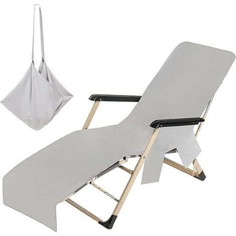 Funda para tumbona – Toalla de microfibra para tumbona de piscina, tumbona de exterior para jardín, playa, hotel, terraza, sillas de piscina, color gris. (1/5)