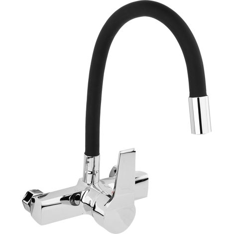 Robinet simple de lavabo flexible 75670 – Bec en silicone noir – Poignée ergonomique – Entraînement céramique – Fixation 150mm – Fala (1/2)