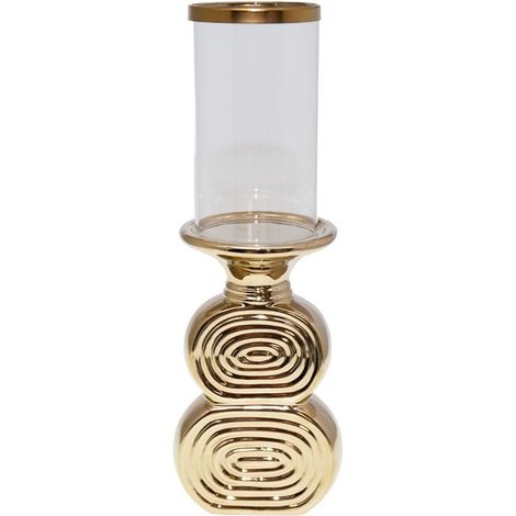 Photophore de Table Design Spirale en Métal Doré et Cylindre en Verre 11 x 10 x 33 cm - PANGIVO (1/4)