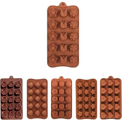 6 teiliges Silikonformen Set Silikon Pralinenformen 3D Pralinenformen Backformen Antihaftbeschichtung Backutensilien Schokoladenformen Silikon Ba (1/5)