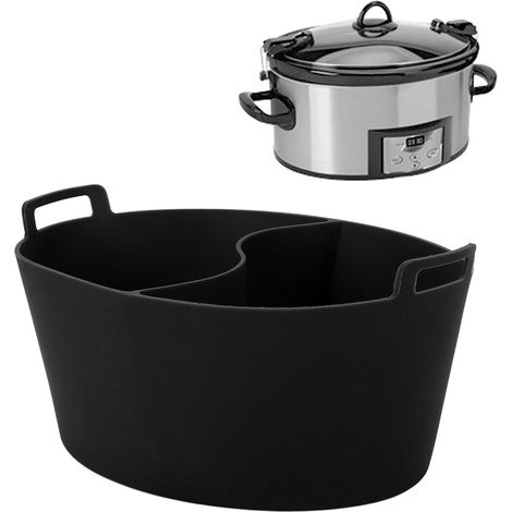 Innenteiler aus Silikon für Schongarer, wasserdicht, wiederverwendbar, für Crockpot 6QT Schongarer, schwarz. (1/5)