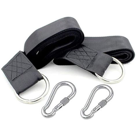 Sangles de suspension pour balançoire d'arbre, balançoires en corde pour arbre, kit de suspension avec mousquetons de sécurité, terylene, convient à toutes les balançoires et hamacs, 5cm1.5m.