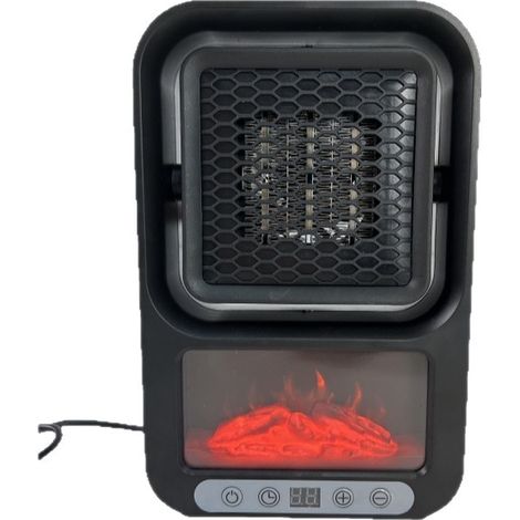 Mini radiateur soufflant PTC à flammes dynamiques effet cheminée Orientation 360° modulable, commandes mécaniques, thermostat intelligent, minuterie ≥8h, grille anti-brûlure, silencieux 36-45dB (1/5)