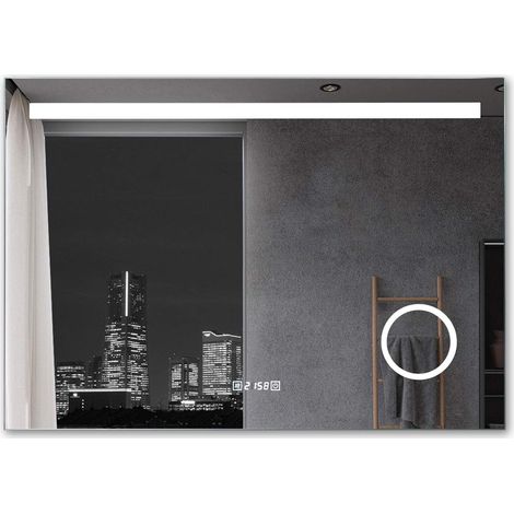 Badspiegel 100 x 70 cm mit Beleuchtung LED Rechteckig Badezimmer Wandspiegel Antibeschlage Lichtspiegel mit Touchschalter IP44 Kaltweissen MIH (1/5)