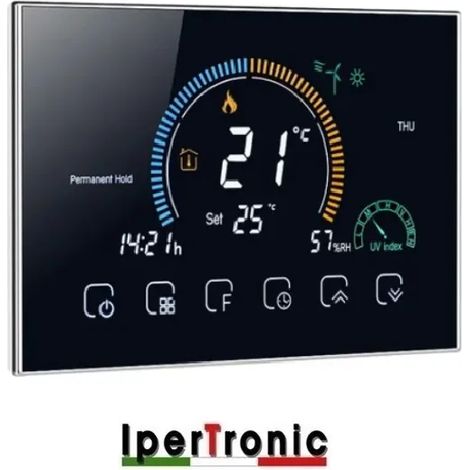 CRONOTERMOSTATO DA INCASSO ELEGANTE WIFI TOUCH NERO SETTIMANALE 230V