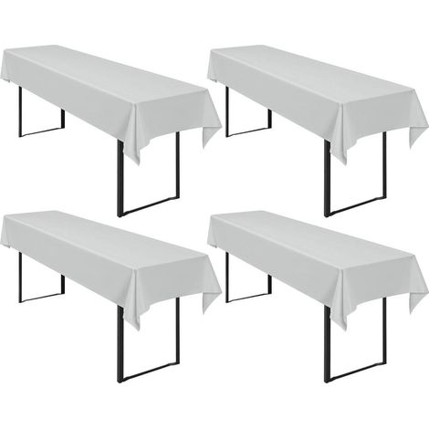 4er Set Biertischdecken Hellgrau 250x100cm Polyester für Partys & Events