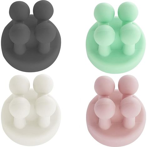 Zahnbürstenhalter, Set mit 4 wandmontierten Zahnbürstenhaltern, multifunktionaler selbstklebender Rasiererhaken für Küche und Wohnzimmer. (1/4)