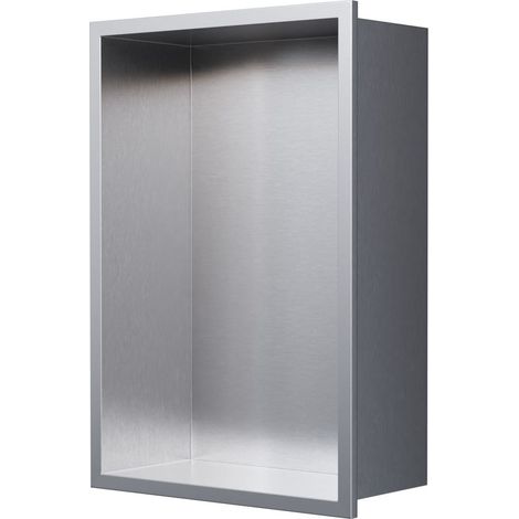 BERNSTEIN - Niche murale de douche, étagère encastrable douche acier inox - 30x20x10cm - NT203010X Acier brossé (1/4)