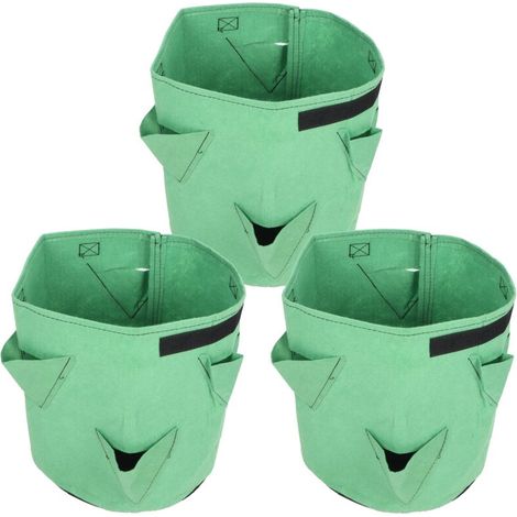 Sacs De Culture De Fraises Vert Pâle 7 Gallons 6 Ouvertures Pour Fleurs Et Légumes Intérieur Extérieur 3 Pièces Set Taille Moyenne 30X35CM 26L (1/5)