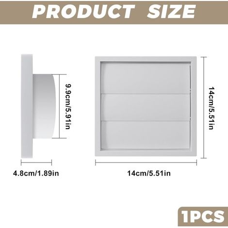 Lot de 1 Cache-grille d'aération pour mur, 100 mm - Avec moustiquaire pour sèche-linge, cuisine, salle de bain, garage (140 x 140 mm) (1/4)