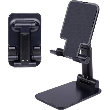 Foldable Cell Phone Stand Mobile Phone Holder Desk Multi-Angle Portable Tablet Holder for iPhone Android Smartphone Black-Blue (1/5)