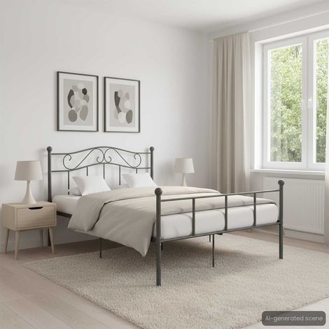 vidaXL Cadre de lit sans matelas gris métal 160x200 cm (1/5)