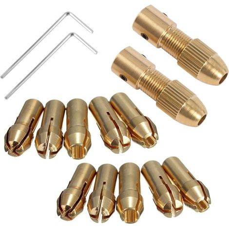 Petit mandrin de foret électrique mandrin de micro-foret hélicoïdal ensemble arbre de moteur avec clé Allen 3,17 mm capuchon en cuivre (3,17 mm x 2 ensembles) (1/5)